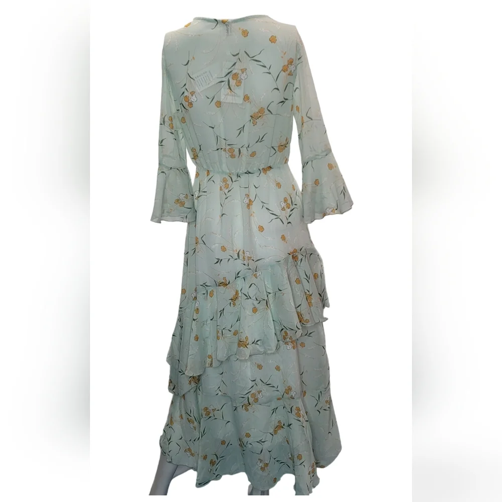 Floral Maxi Dress V Neck High Waist Chiffon Sz S NWT - Picture 7 of 17